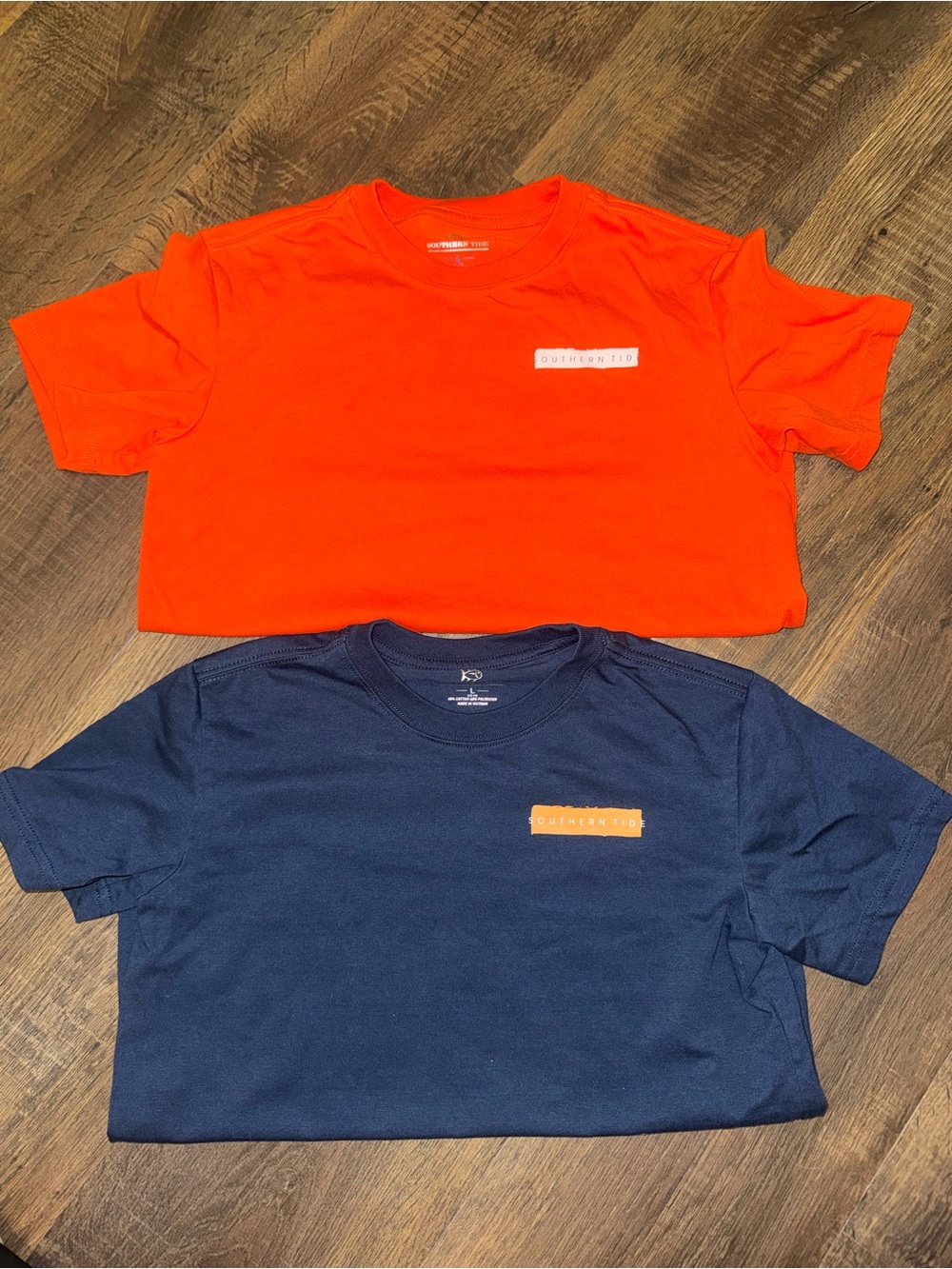 Southern Tide Kids Short Sleeve Tee in Bright Orange & Navy